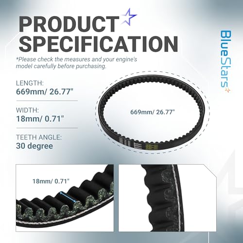 BlueStars 669-18-30 Racing CVT Drive Belt - Fits 49cc 50cc GY6 139QMB - size: 669-18-30