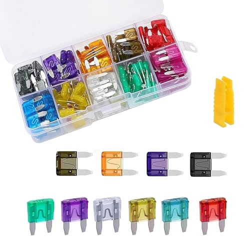 120 PCS Mini Fuse Kit, Car Fuses Assortment Automotive Kit, Mini Blade Fuses with Puller (2A/3A/5A/7.5A/10A/15A/20A/25A/30A/35A), Universal for Most Cars (Multicolored) - color: Multicolored #120pcs