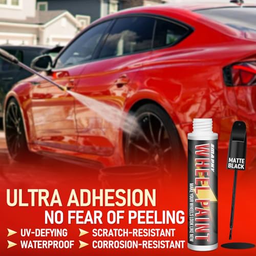 Matte Black Rim Touch Up Paint, Matte Black Paint Pen for Metal, Enamel, Car Wheel Scratch Flat Black Wheel Paint Pen, Universal Satin Matte Black for rims, for Wheel Curb Rash, Scratches - color: Matte Black