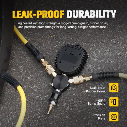 BUNKER INDUST 2 Tire Inflation Deflation System, Rapid High-Flow Air Up Down Kit with Digital Tire Pressure Gauge, 2 Wheels Off Road Tire Deflator Inflate-Up to 200" Wheelbase
