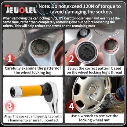 T Wheel Locking Nut Key for Audi, Socket OD 27mm - ID 25mm - size: Socket T