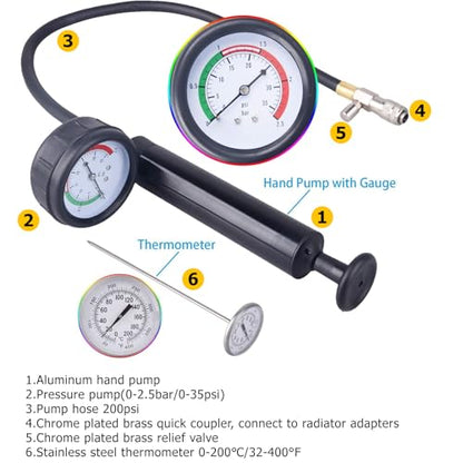 DAYUAN 28Pcs Universal Radiator Pressure Tester Kit Coolant Pressure Tester - color: Red
