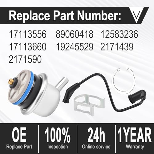 Fuel Injection Pressure Regulator w/Vacuum Line Fits for Chevy Avalanche 1500/Express 1500 2500 3500/Silverado Replaces 89060418 17113556