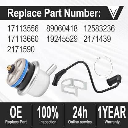 Fuel Injection Pressure Regulator w/Vacuum Line Fits for Chevy Avalanche 1500/Express 1500 2500 3500/Silverado Replaces 89060418 17113556