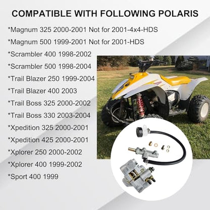 Rear Brake Caliper & Master Cylinder Set Compatible with Polaris Magnum 325 500 Scrambler 400 500 Trail Blazer 250 400 Trail Boss 325 330 Xpedition 325 425 Xplorer 250 400 Part # 1910449