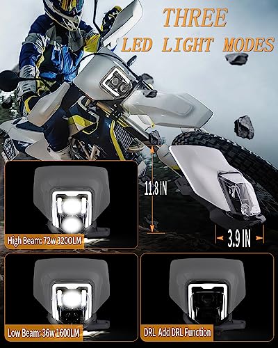 LED Dirt Bike Headlight Enduro Motocross Lights for 2017-2024 Husqvarna - color: white C