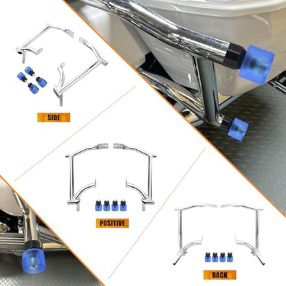 Saddle Bag Guards Crash Bars Chrome Fit for Harley Touring Street Glide FLHX Road Glide FLTRX Road King FLHR Electra Glide Ultra 09-2025 (Saddlebag Guards with Blue Decorative Wheel) - style: Saddlebag Guards with Blue Decorative Wheel