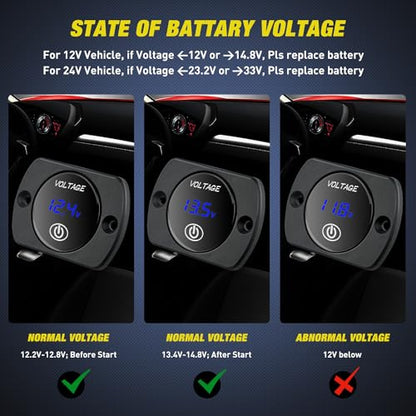 Nilight 12V LED Display Voltmeter with Touch Switch Waterproof - color: Blue w/Touch Switch