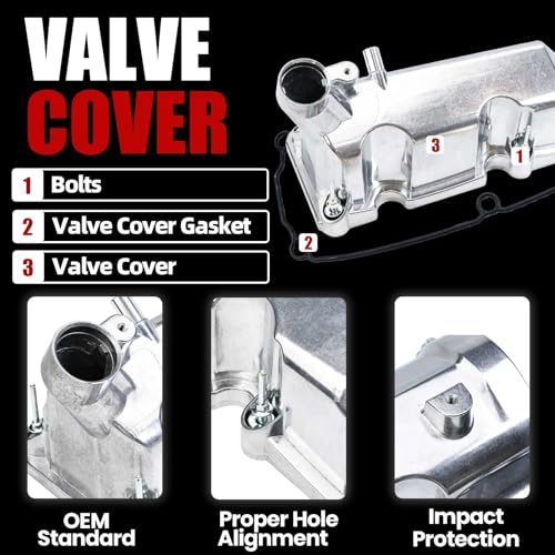 MITZONE Aluminum Valve Cover Right Side Compatible with Ford Explorer Sport Trac Ranger Mercury Mountaineer 2001-2003 4.0L V6 1L2Z6582CA Silver - size: 2001-2003 Ford Right Side