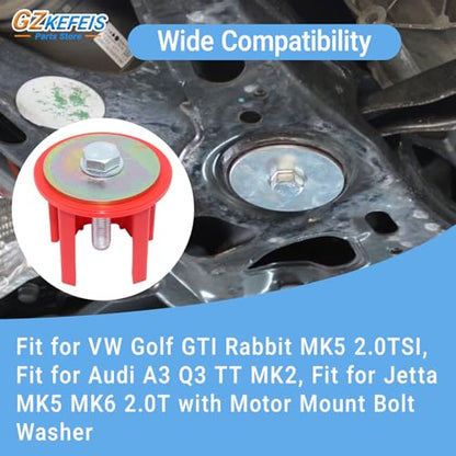 Dog Bone Engine Mount Insert Kit Fit for VW Golf GTI Rabbit MK5 2.0TSI, Fit for Audi A3 Q3 TT MK2, Fit for Jetta MK5 MK6 2.0T with Motor Mount Bolt Washer