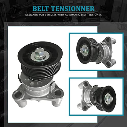 IRONTEK 12609719 Belt Tensioner Pulley Assembly fit for Cadillac 2009-2014 Escalade, for Chevrolet (2009-2014 Express 1500/2009-2013 Silverado 1500), fit for GMC 2009-2012 Canyon #49436 - size: 89397