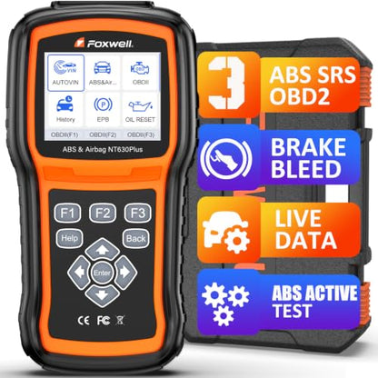 FOXWELL NT630 Plus OBD2 Scanner with ABS and SRS, ABS Auto Bleed, 4 Resets