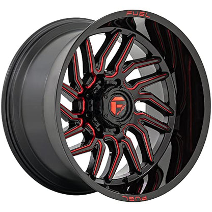 20x10 Fuel D808 Hurricane Gloss Black Milled Red Wheel 6x135 (-18mm) - color: GLOSS BLACK MILLED RED TINT, size: 20X10, 6X135, 4.79, -18mm
