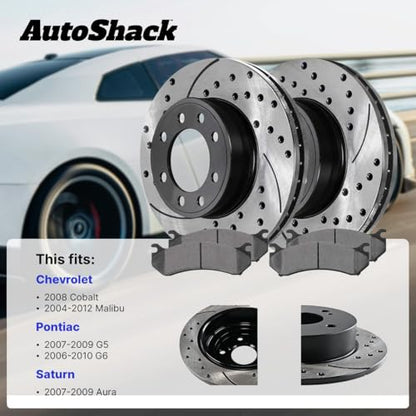 AutoShack Front & Rear E-Coated Rotors & Ceramic Pads for Chevy Malibu 2012 - style: ShadowGuard & Pad