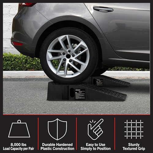 Stalwart Heavy Duty Car Ramps with 13,000lb GVW Capacity, 2-Pack