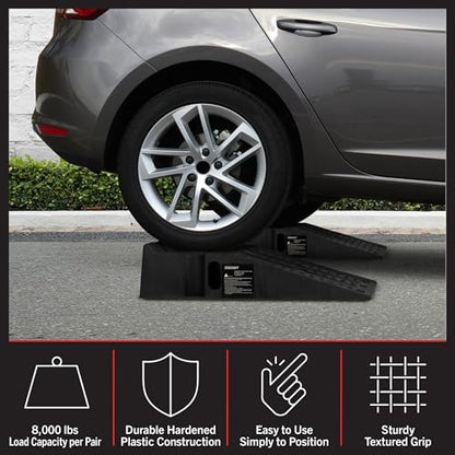 Stalwart Heavy Duty Car Ramps with 13,000lb GVW Capacity, 2-Pack