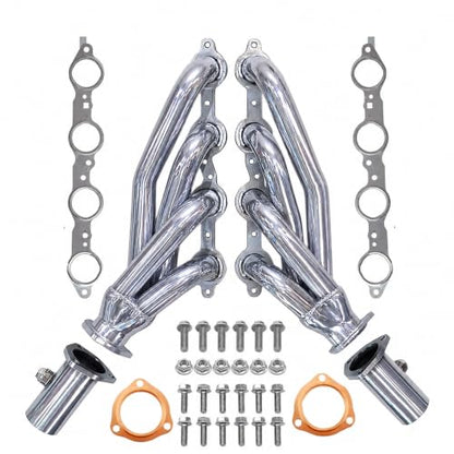 LS Swap Ceramic Coated Shorty Headers High Performance Thermal Barrier Coating Block Hugger Exhaust Headers MLS & Copper Gaskets 2.5 Inch 3 Bolt Collectors Fits 4.8 5.3 6.0 LS1 LS2 LS3 S10 C10 K10