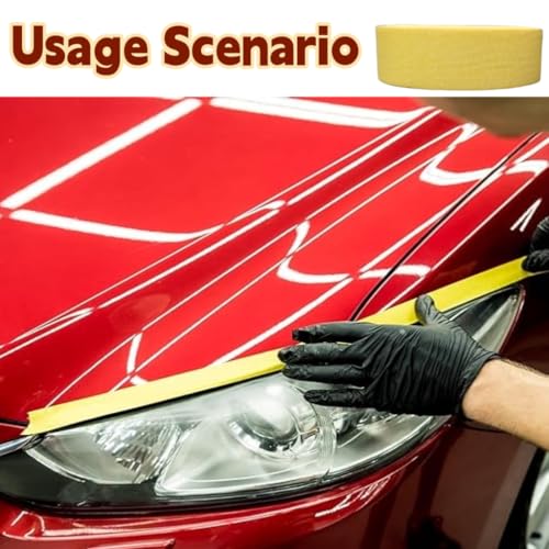 Automotive Refinish Masking Tape Yellow 36mm x 55m, Cars Vehicles Auto Body Paint Tape, Automotive Painters Tape Bulk Set for Precise Auto Painting and Detailing(2 Roll-Yellow)