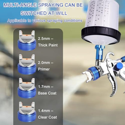 HVLP Paint Gun w/20pcs 600ml Disposable Paint Cups & 4 Nozzles,Adapter - color: Blue