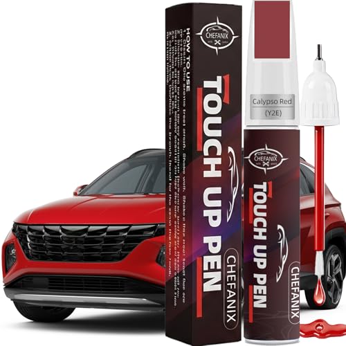 Calypso Red(Y2E) Touch Up Paint Pen for Hyundai, 2-in-1 Brush & Pen Repair - color: Calypso Red (Y2E)