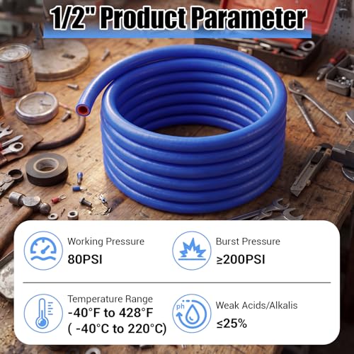 Outus 1/2" Id, 25ft Silicone Heater Hose,Coolant Radiator Hose, Blue, 1 - color: Blue, size: 1/2" ID, 25ft