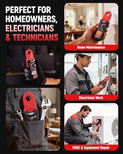 KAIWEETS DC Clamp Meter 200A AC/DC Amp Meter True RMS Compact Multimeter - color: Red