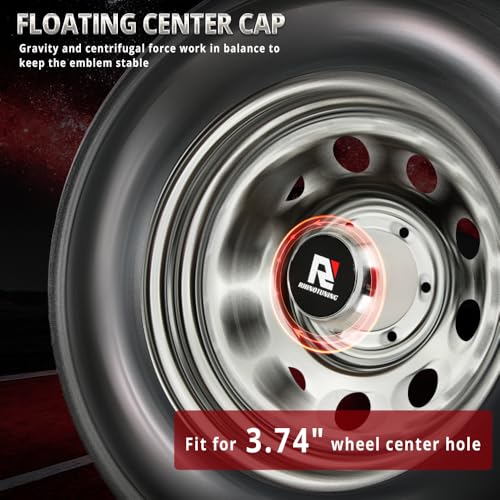 RTrhinotuning 3.74" Floating Wheel Center Caps Stainless Steel Self-Leveling Emblem Trailer Hub Caps Push Through Truck Rim Center Caps Chrome 4.33" Height 4 PCS - color: Chrome, size: 3.74" Center Hole, 4.33" Height