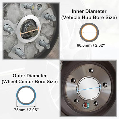 X AUTOHAUX 4pcs OD 75mm to ID 66.6mm Aluminum Alloy Hub Centric Rings - size: 75mm ID to 66.6mm OD