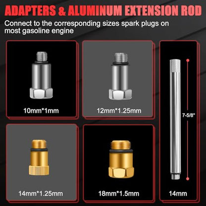 JIFETOR Cylinder Leak Down Tester 10PC Kit Professional Dual Pressure Gauge - color: Red Case
