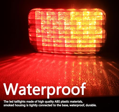 Rear LED Tail Lights Smoked Brake Taillights Amber Turn Signals Compatible with Yamaha Viking Kodiak Grizzly Big Bear Wolverine ATV
