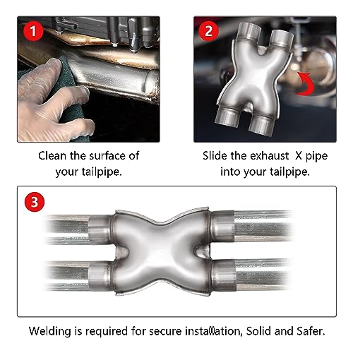 Exhaust X Pipe 2.25" Inlet, 2.25" Outlet 12" Long Stainless Steel X Pipe for Smoother Exhaust,Dual 2 1/4 Inch Crossover X Pipes Exhaust Tip - size: 2.25''X Pipe, style: X PIPE
