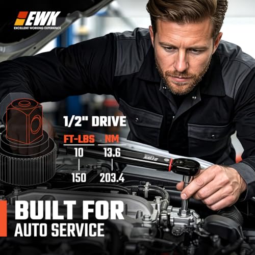 EWK 1/2" Drive Click Torque Wrench 10-150 ft-lbs (13.6-203.4 Nm)