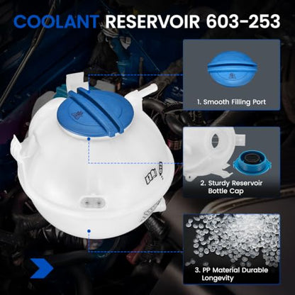 603-253 Coolant Tank for VW/Audi 06-19 - color: White, size: 1K0121407A