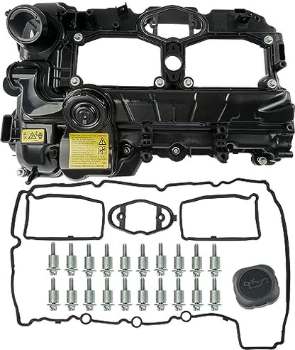 N20 Engine Valve Cover Kit with Gasket, Bolts & Oil Filler Cap Compatible with 2012-2018 BMW 228i 320i 328i 328i GT xDrive 428i 528i X1 X3 X4 X5 Z4 L4 2.0L Replaces# 11127588412 264-517 - color: PLASTIC