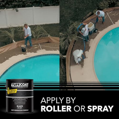 Tuff Coat Medium Texture Rubberized Non-Skid Deck Coating – Textured Non-Slip Safety Surface for Pool Decks, Docks, Boat Ramps, Patios, Walkways & High-Traffic Areas (UT-201 Black 1-gallon) - color: Black, size: 128 Fl Oz (Pack of 1)