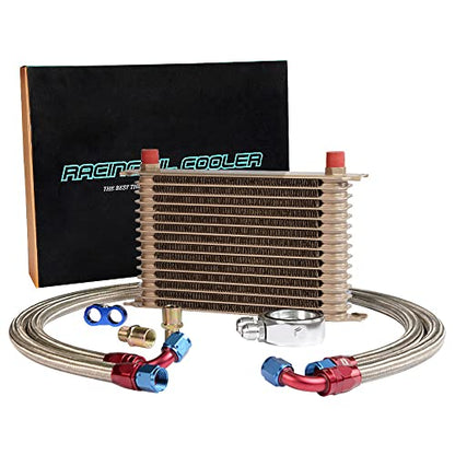PIT66 Universal AN10 Engine Transmission Oil Cooler Fit Japanese Model - color: Gold, size: 15 Row Japanese Model-B Set