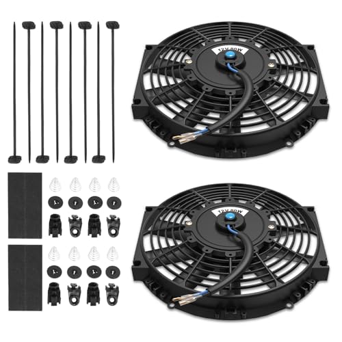 Auto Dynasty 12" Universal Electric Radiator Cooling Fan Kit, Black - 2Pcs - size: 12 Inch Diameter