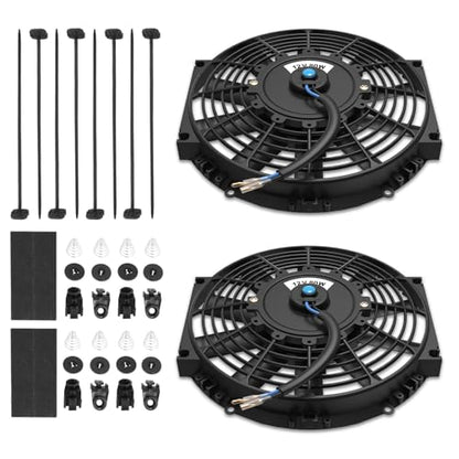 Auto Dynasty 12" Universal Electric Radiator Cooling Fan Kit, Black - 2Pcs - size: 12 Inch Diameter