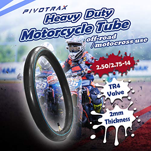2.50/2.75-14 (60/100-14) Heavy Duty Inner Tube – 2mm Reinforced Butyl, TR4 Straight Valve – Fits Apollo, SSR, Thumpstar, Yamaha PW80, Honda CRF70, Pit & Mini Dirt Bikes - size: 2.50/2.75-14 (60/100-14)