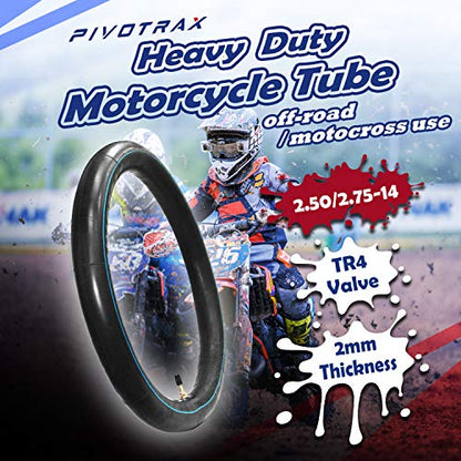 2.50/2.75-14 (60/100-14) Heavy Duty Inner Tube – 2mm Reinforced Butyl, TR4 Straight Valve – Fits Apollo, SSR, Thumpstar, Yamaha PW80, Honda CRF70, Pit & Mini Dirt Bikes - size: 2.50/2.75-14 (60/100-14)
