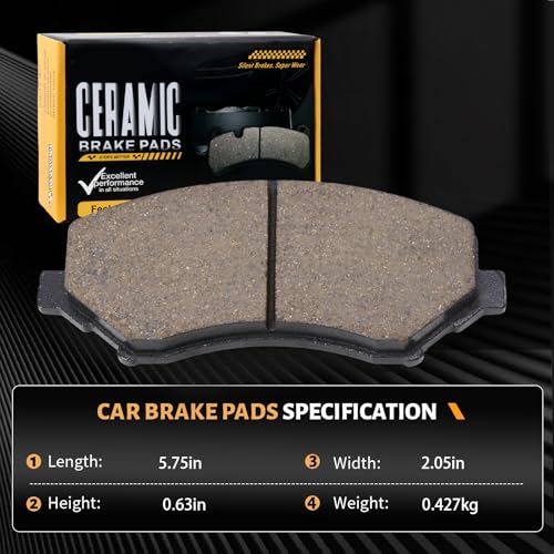 D1273 Front Ceramic Brake Pads Kit Fit For Dodge Nitro 2007-2011, For Grand Caravan 2008-2011, For Journey 2009-2011, For Jeep Liberty 2008-2012, For Wrangler 2007-2017 - style: HZ1273