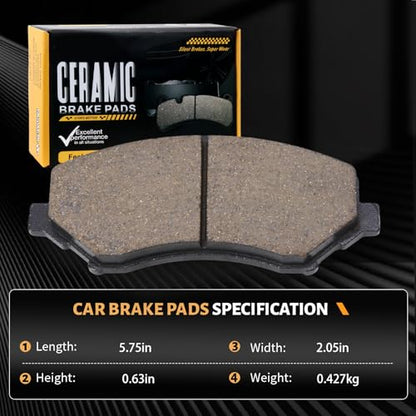 D1273 Front Ceramic Brake Pads Kit Fit For Dodge Nitro 2007-2011, For Grand Caravan 2008-2011, For Journey 2009-2011, For Jeep Liberty 2008-2012, For Wrangler 2007-2017 - style: HZ1273