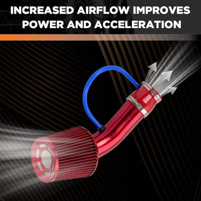 BARTOO 3 Inch Cold Air Intake Pipe Turbo Piping for Car Truck Red - color: Z-Red Pipe