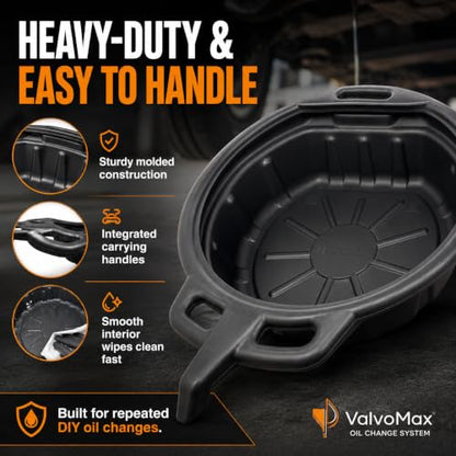 ValvoMax Oil Drain Pan, 17 Quart 4 Gallon, Pour Spout, Anti-Splash Lip - size: Extra Large