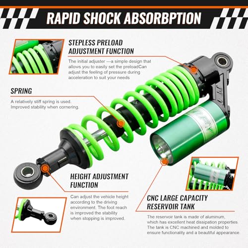 12.6 inch Pair Universal Motorcycle Rear Air Shock Absorbers for HONDA - color: Green