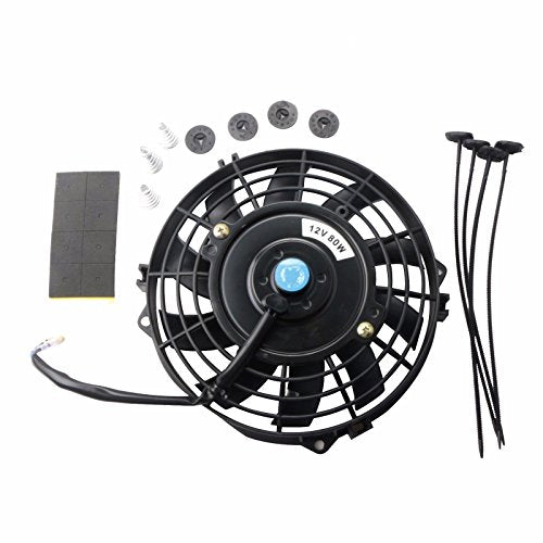 MOSTPLUS Black Universal Electric Radiator Slim Fan Push/Pull 12V + Mounting Kit (7 Inch) - size: 7 Inch, style: Set of 1