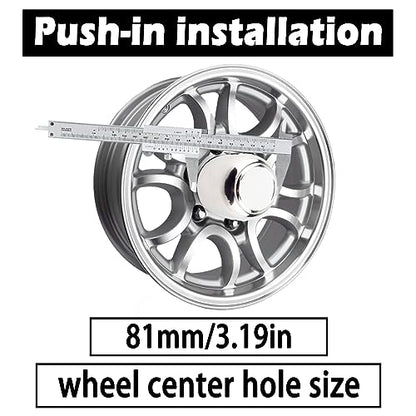 2Pcs 3.19" OD 3.62" H Trailer Wheel Center Caps with Removable Top - color: Mirror Polished, size: 3.19" OD 3.62" H