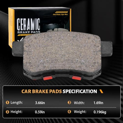 D1336 Rear Ceramic Brake Pads Kit Fit For Acura TSX 2009-2014, For Honda Accord 2008-2017 - style: HZ1336H