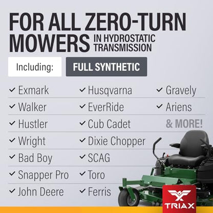 TRIAX Trans-Zero 20W-50 Full Synthetic Hydrostatic Transmission Oil | For Zero-Turn, Riding, and Stand-On Lawn Mowers | Unrivaled Year-Round Protection (4 Gallon Pack) - size: 4 Gallon Pack