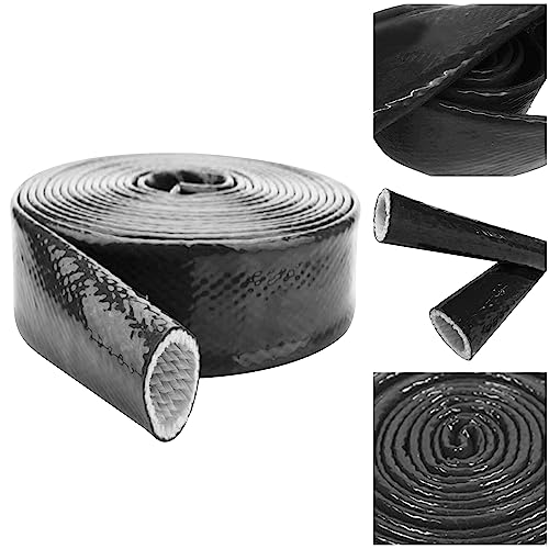 Fuel Line Heat Shield Insulation Heat Shielded Fire Sleeve Silicone Coated Fiberglass Heat Protection for Automotive Hose Lines & Electrical Wiring-（Black 3/8" ID x5FT） - color: Black, size: 3/8" ID x 5FT